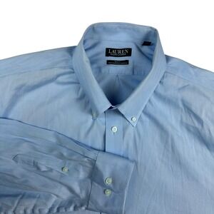 Lauren Ralph Lauren Mens Big Fit Performance Stretch Dress Shirt Blue 19 34/35